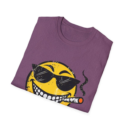 Smokin' Cool Emoji T-Shirt — Retro Grinning Face with Sunglasses & Cigar