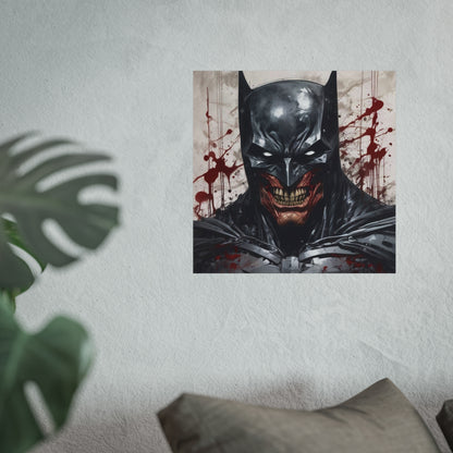 Horror Comic Fine Art Poster Print — Grinning Dark Knight Portrait