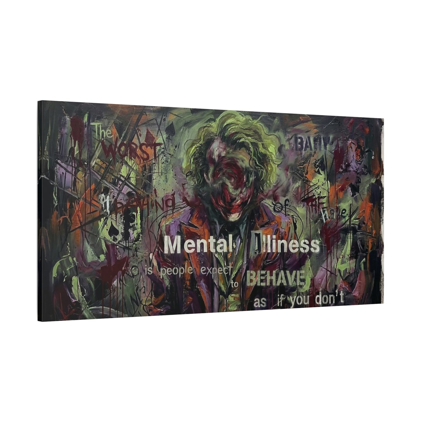 Joker Mental Health Abstract Canvas Wall Art — Matte Stretched 1.25"