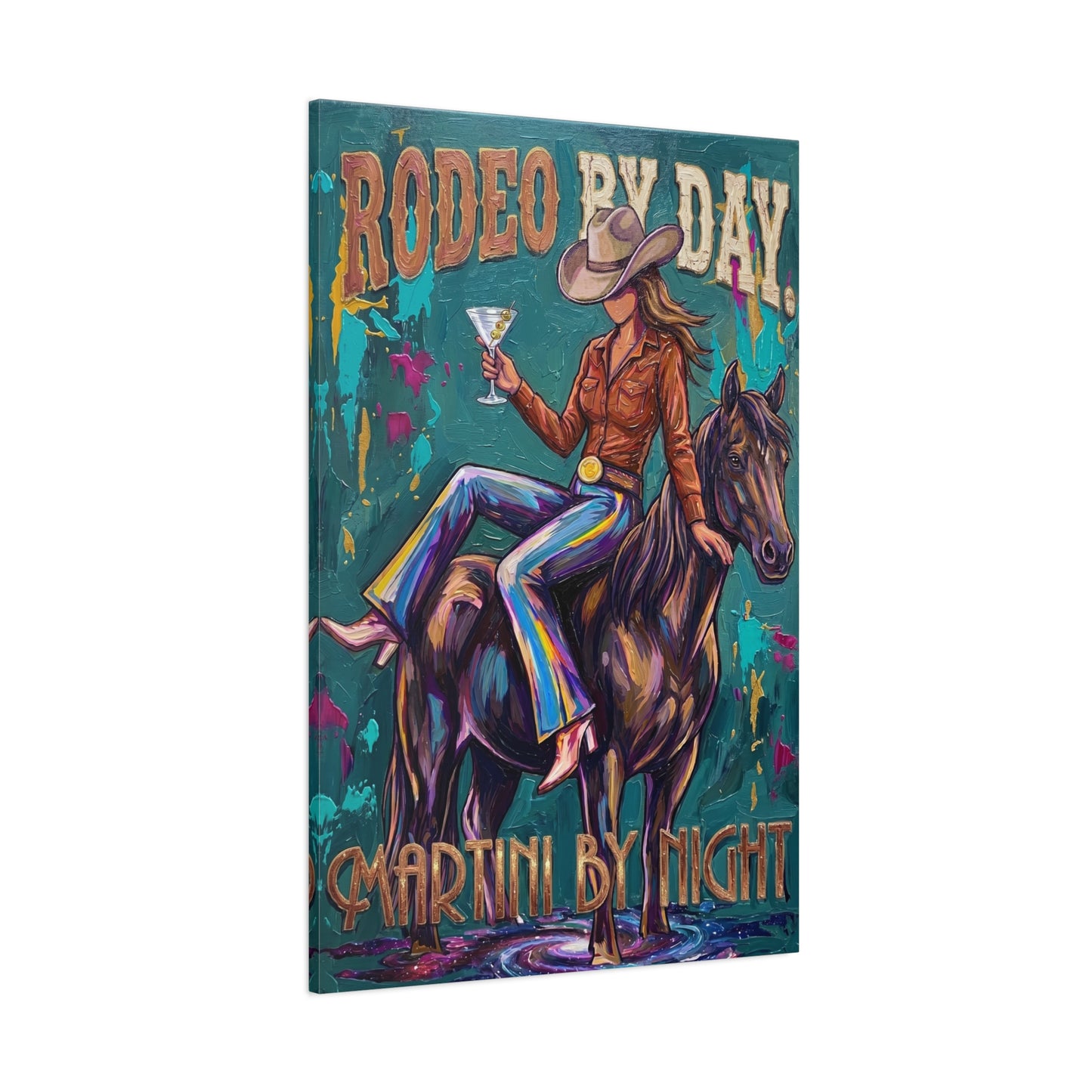 Rodeo By Day, Martini By Night Matte Canvas Wall Art