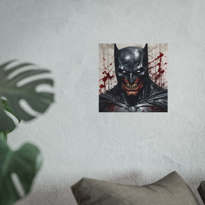 Horror Comic Fine Art Poster Print — Grinning Dark Knight Portrait