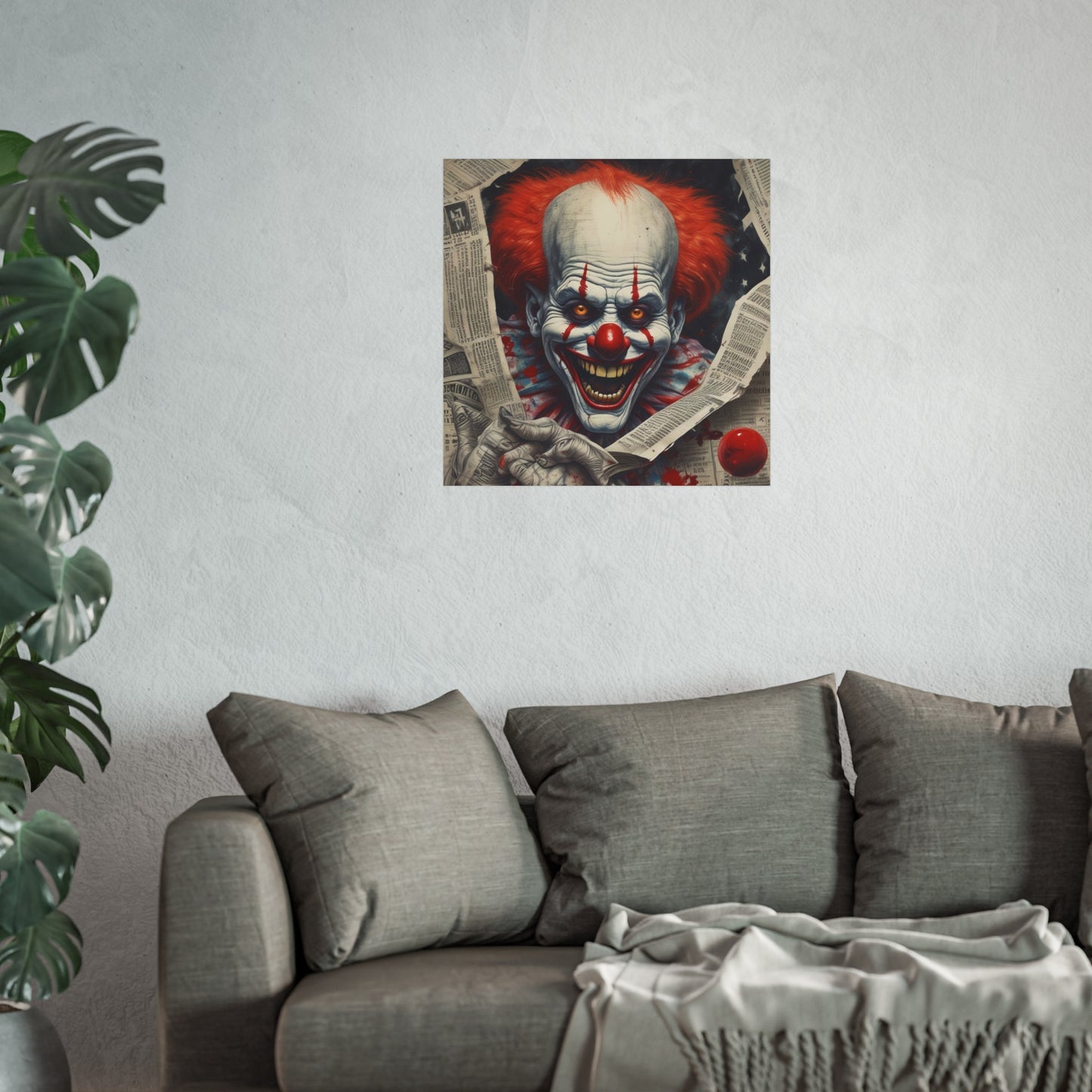 Creepy Pennywise-Style Scary Circus Wall Art