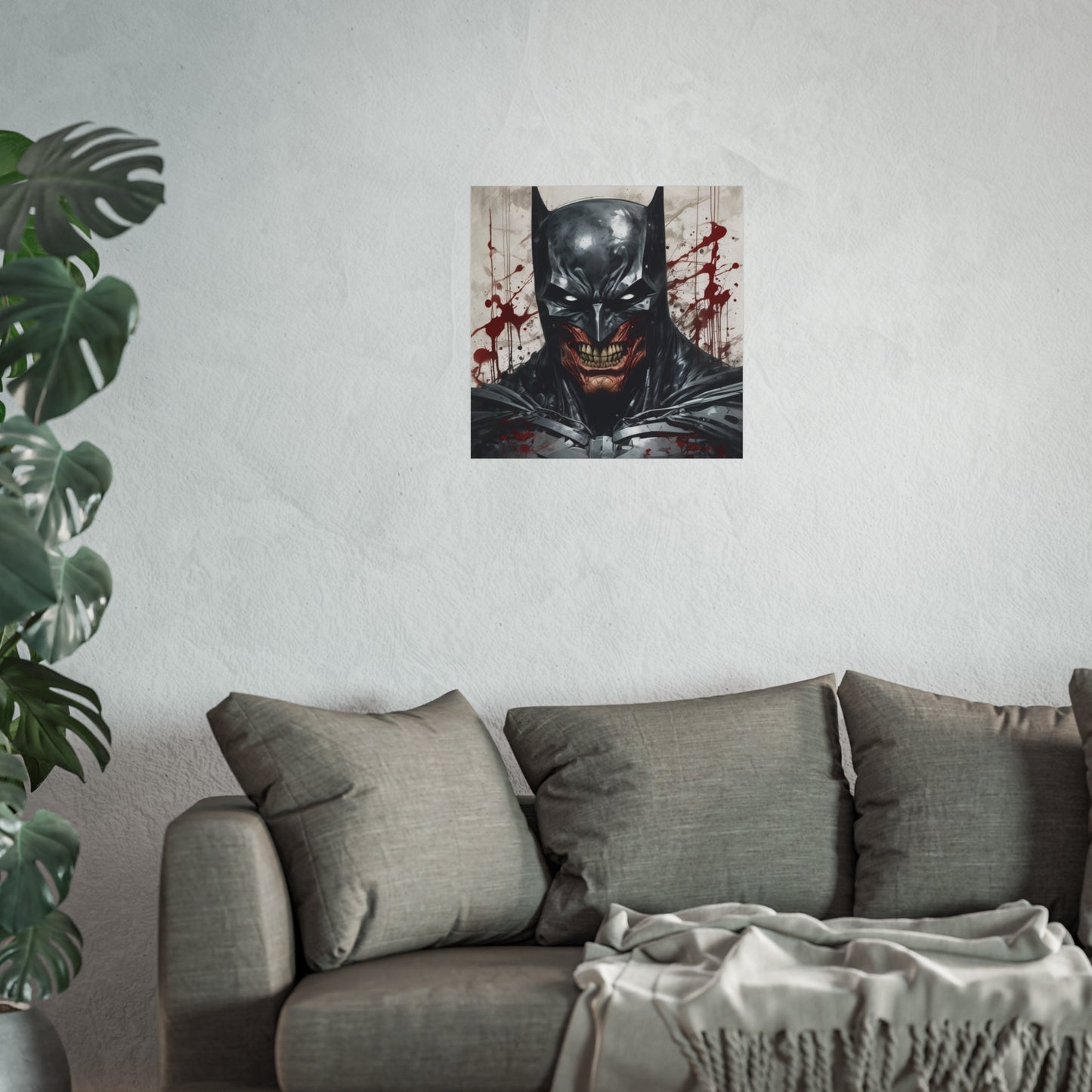Horror Comic Fine Art Poster Print — Grinning Dark Knight Portrait