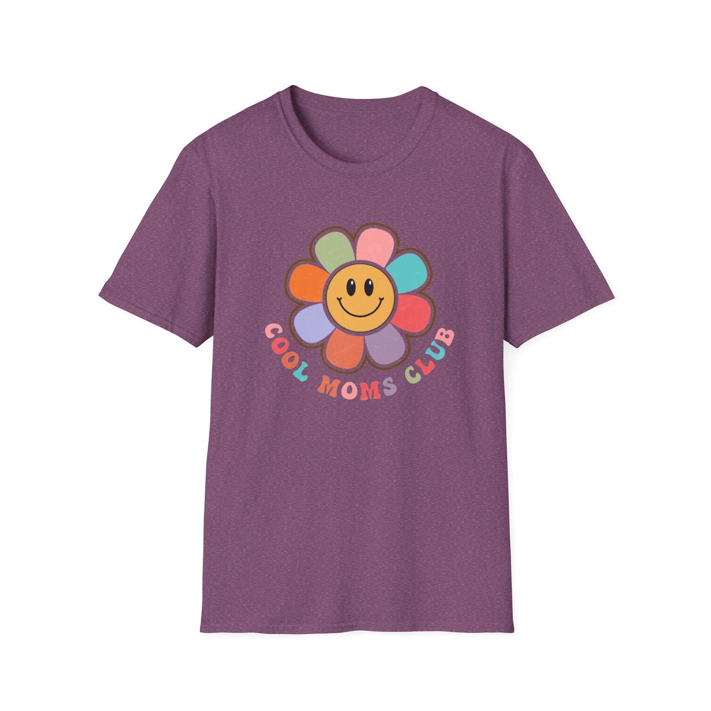 Cool Moms Club T-Shirt — Retro Floral Smiley Tee for Trendy Moms