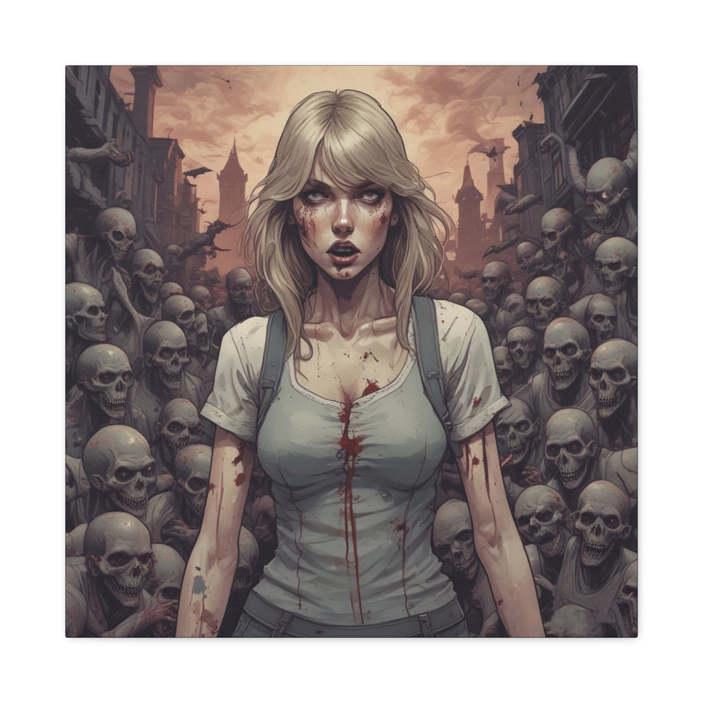 Zombie Swift Matte Canvas Wall Art — Gory Gothic Horror Illustration