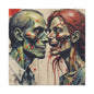 Zombie Couple Matte Canvas Wall Art — Blood-Splattered Horror Portrait