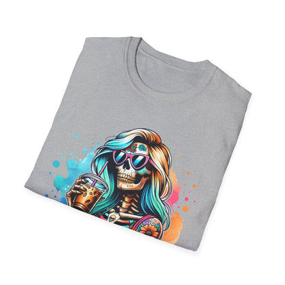 Cool Moms Club Skull T-Shirt — Colorful Day of the Dead Mom Graphic Tee