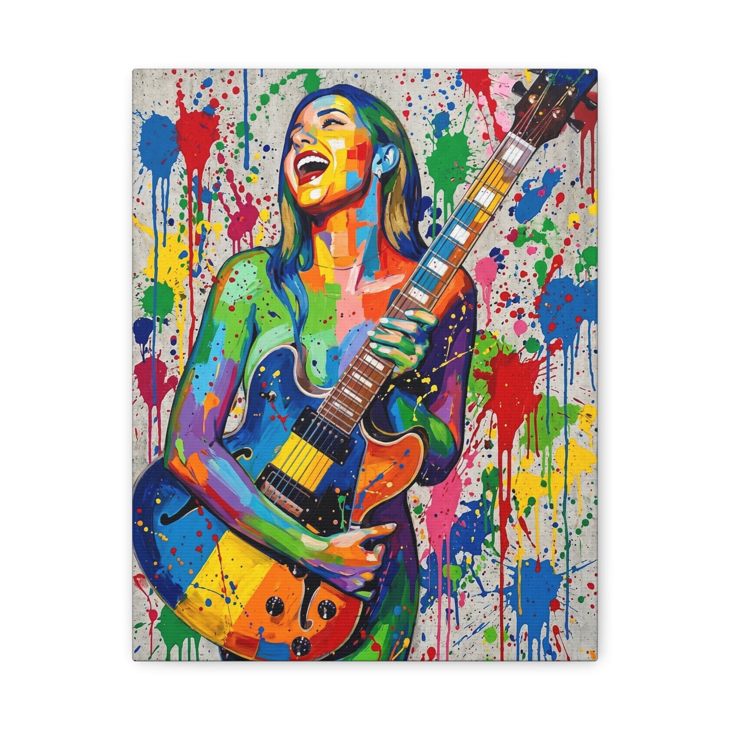 Colorful Guitarist Pop Art Canvas Print — Vibrant Music Wall Art