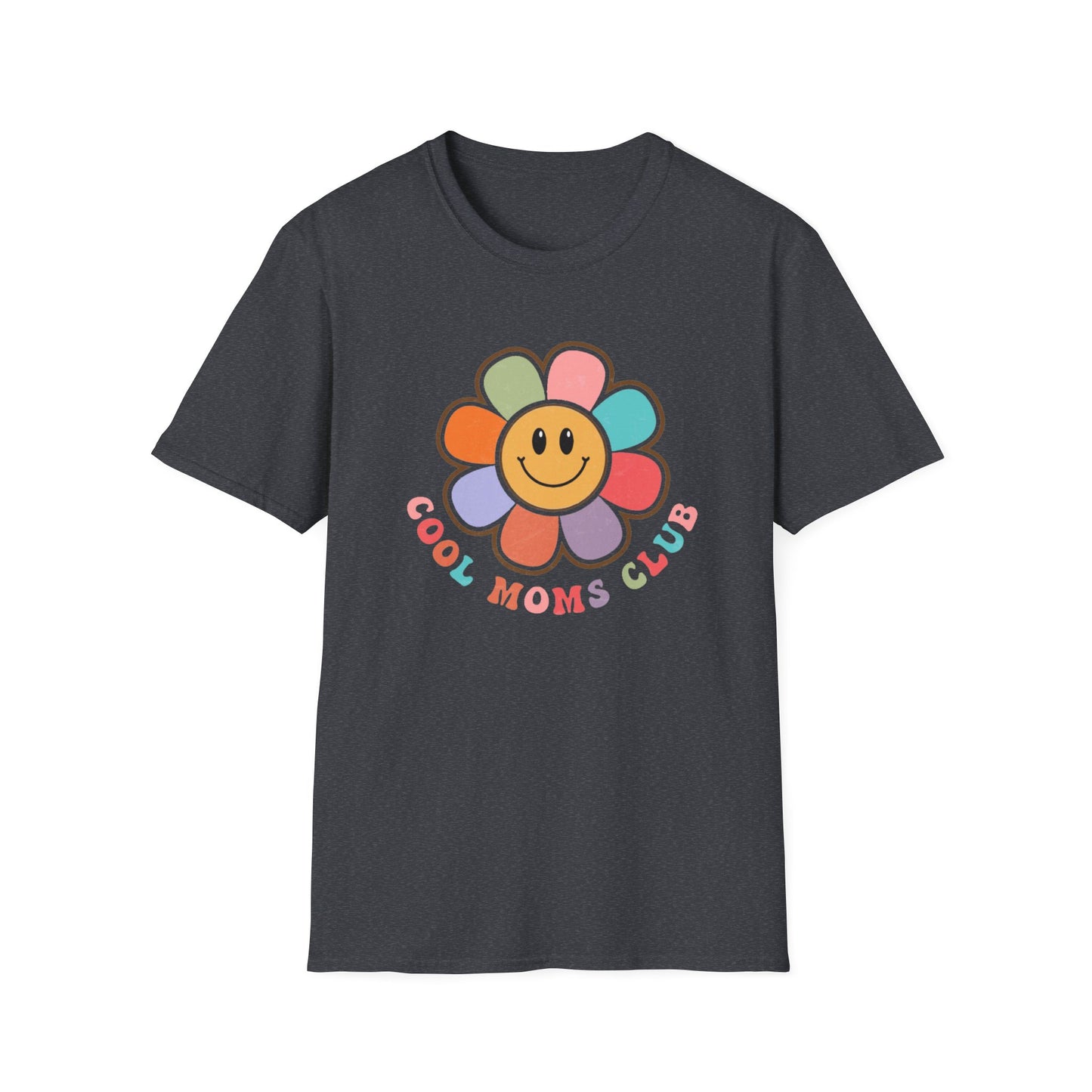Cool Moms Club T-Shirt — Retro Floral Smiley Tee for Trendy Moms