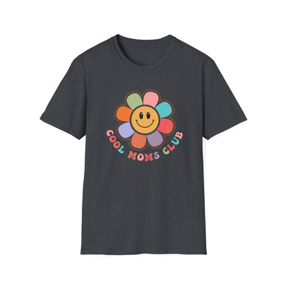 Cool Moms Club T-Shirt — Retro Floral Smiley Tee for Trendy Moms