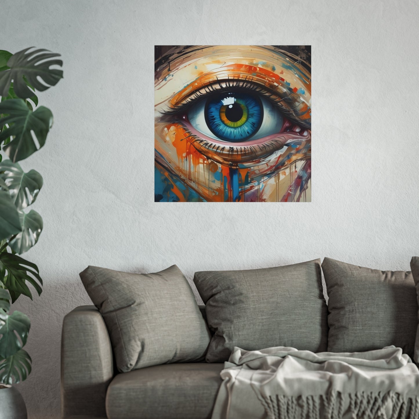 Vibrant Blue Eye Surreal Wall Art Print