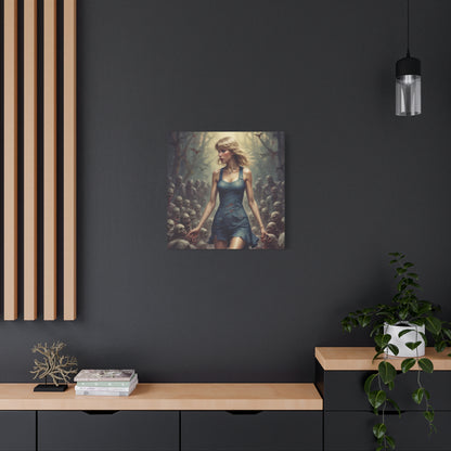 Zombie Swift Horde Canvas Print — Female Survivor Horror Wall Art (Matte Stretched 1.25")