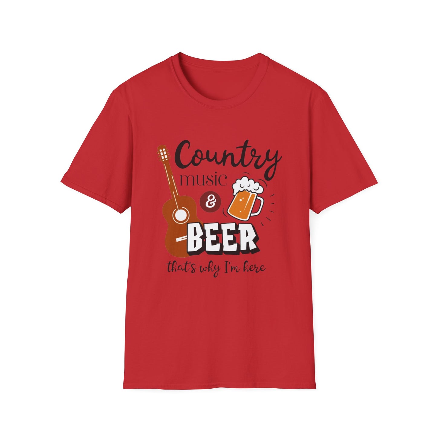 Country Music & Beer T-Shirt — "Country Music & Beer That's Why I'm Here" Graphic Tee