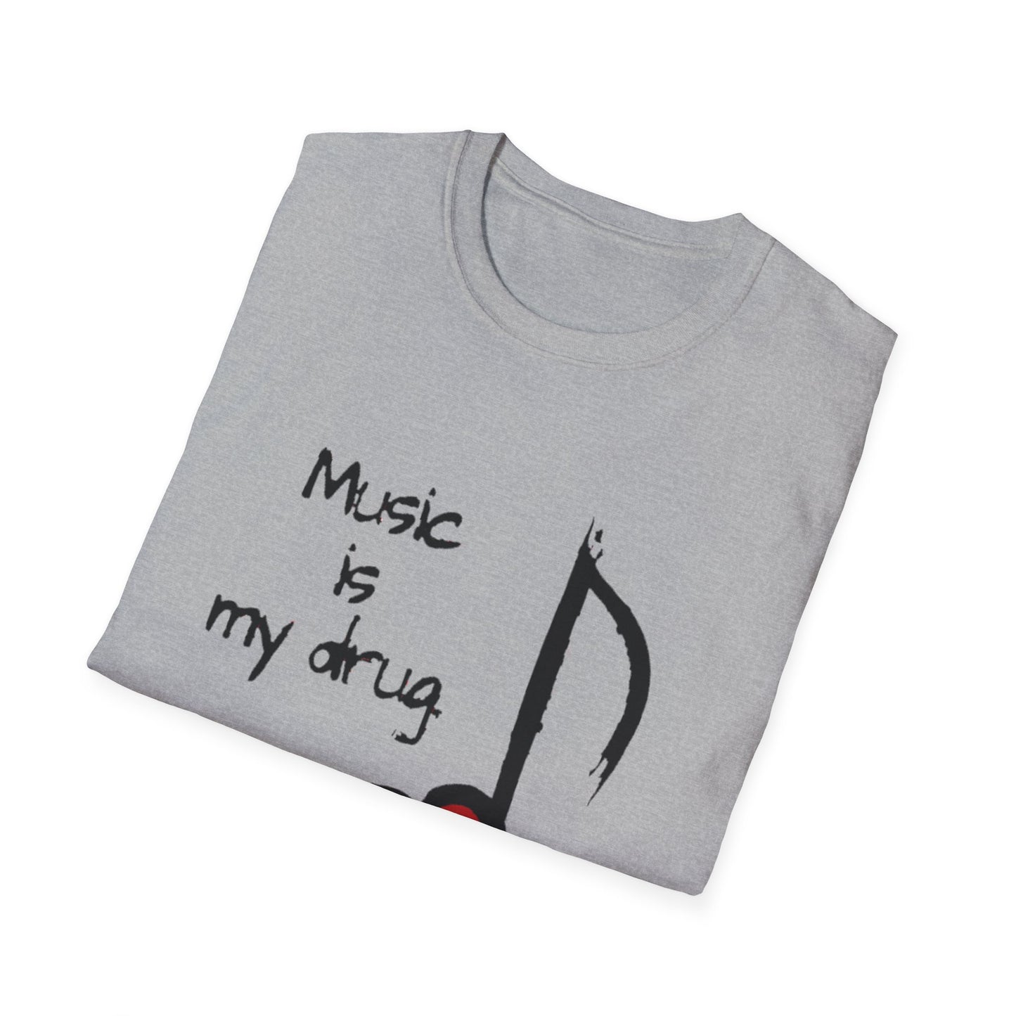 Music Is My Drug T-Shirt – Heart Note Graphic Tee for Musicians & Music Lovers