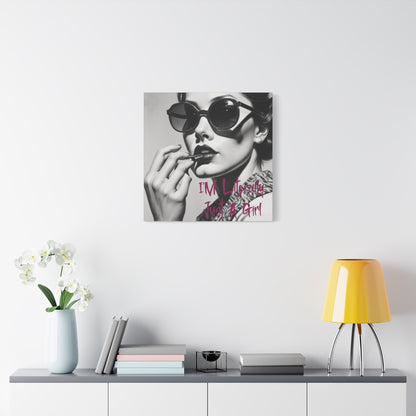 Canvas Wall Art - "I'm Literally Just A Girl" Retro Glam Portrait