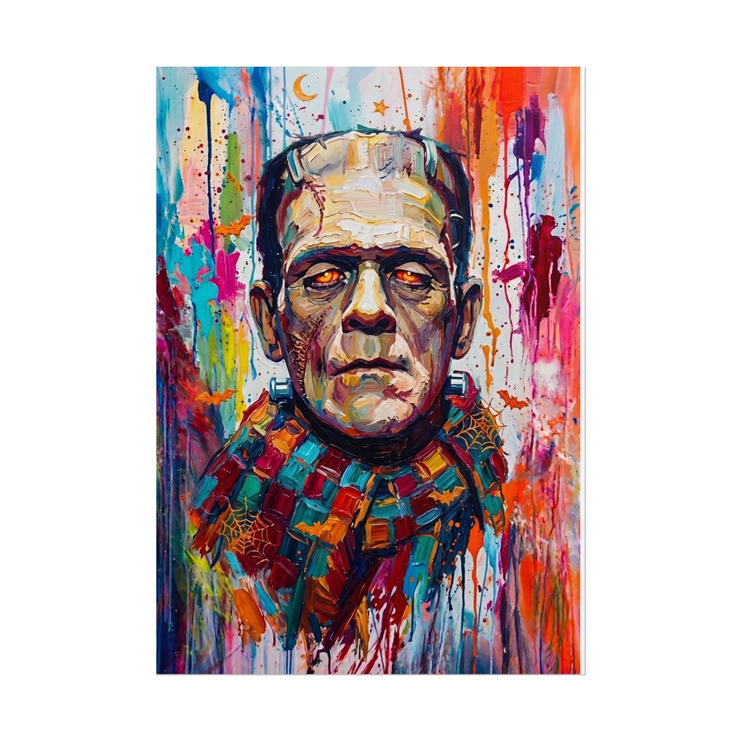 Frankenstein Color Splash Poster — Vibrant Pop Art Horror Wall Print