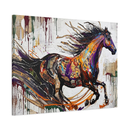 Colorful Galloping Horse Canvas Print — Vibrant Abstract Equestrian Wall Art