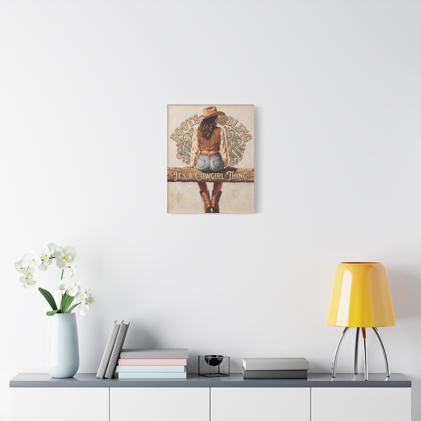 "Boots & Bling: It's a Cowgirl Thing" Matte Stretched Print