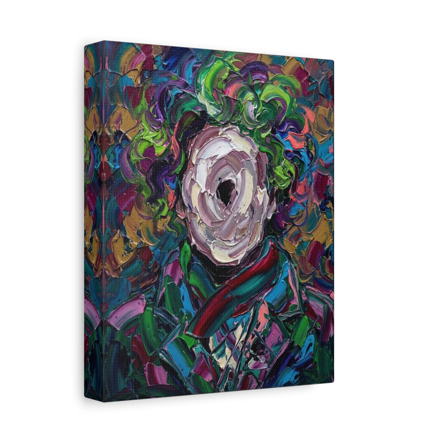 Abstract Floral Canvas Print — Colorful Impasto Rose Wall Art