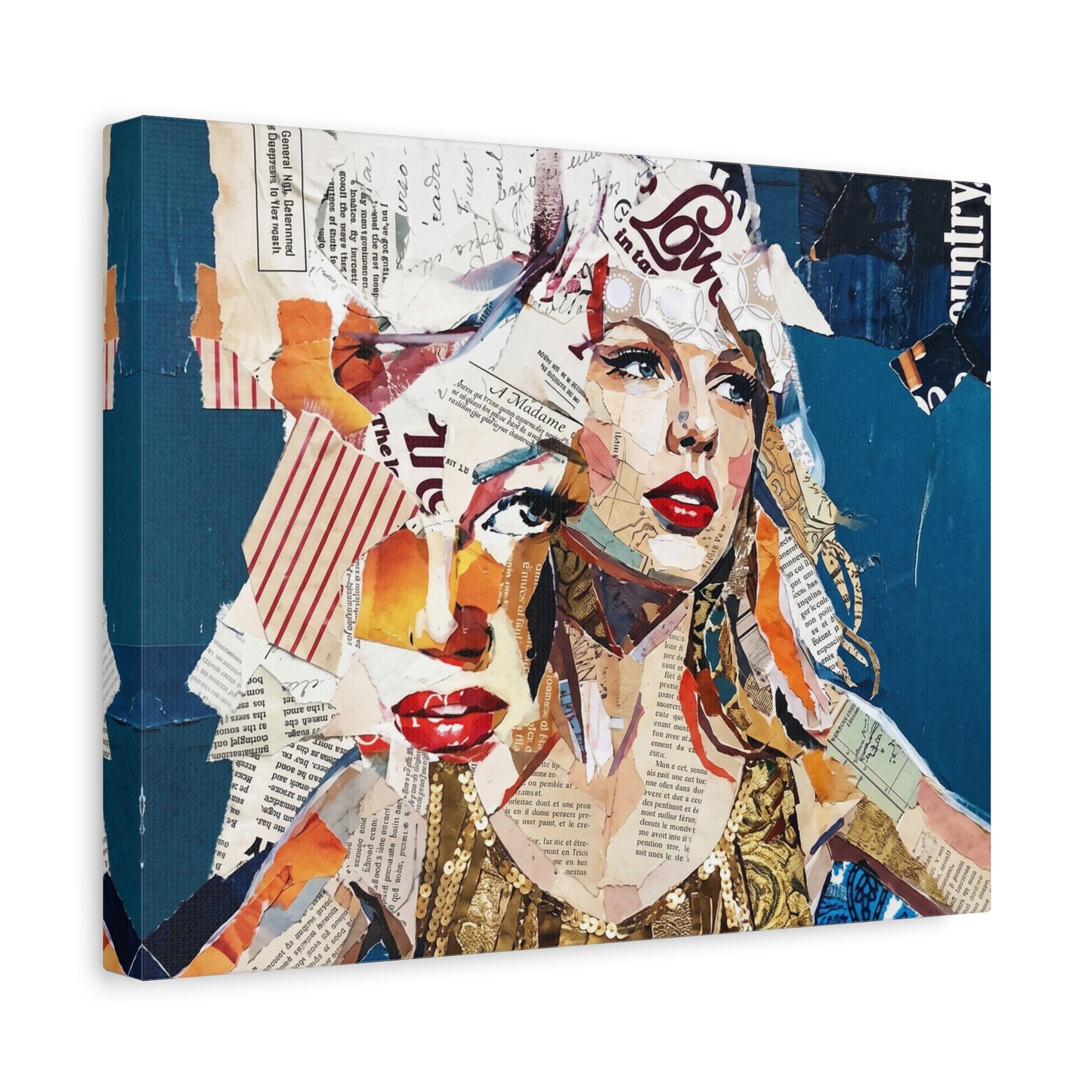Pop Art Collage Woman Canvas Print — Modern Portrait Wall Art