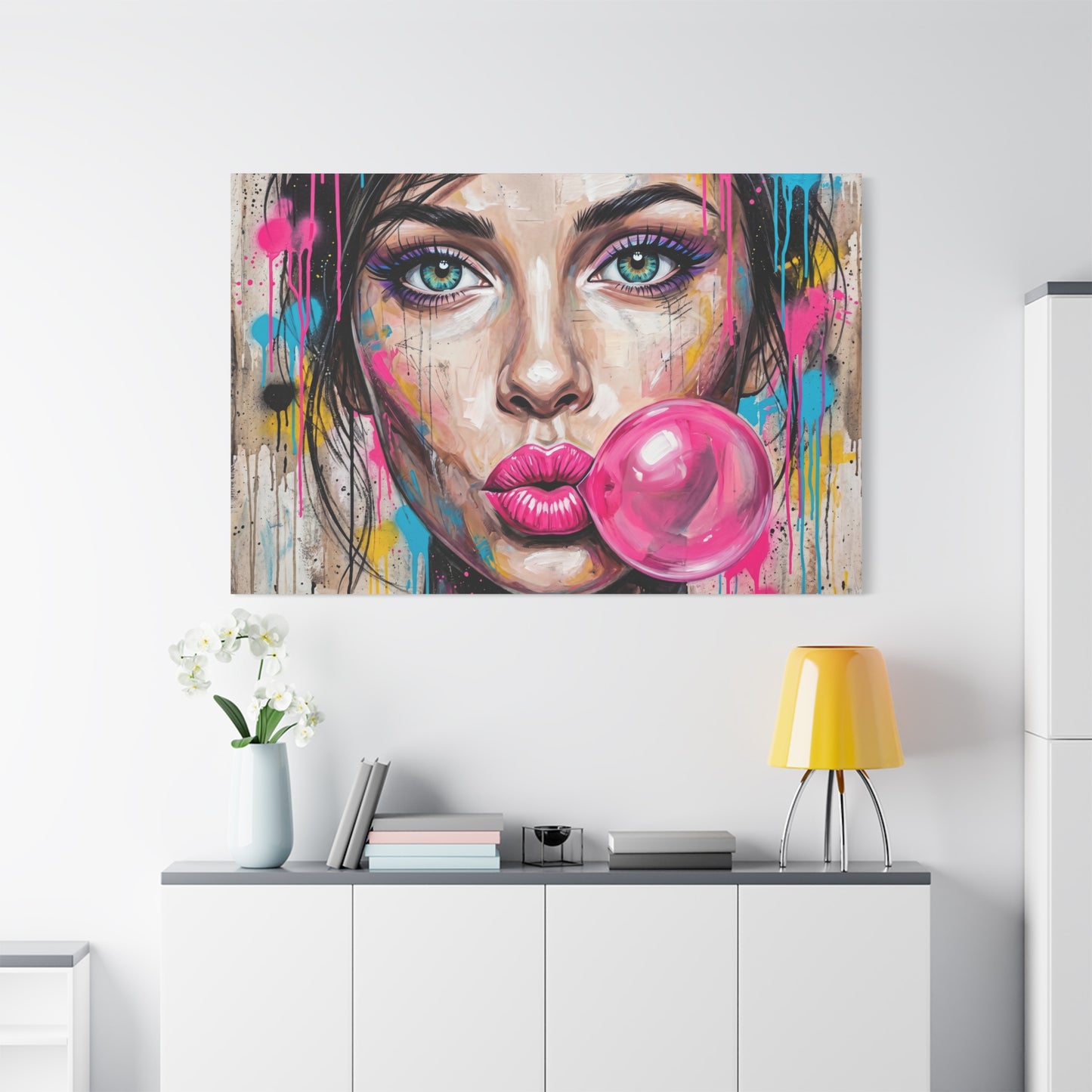 Abstract Bubble Girl Canvas Print — Matte Stretched Wall Art