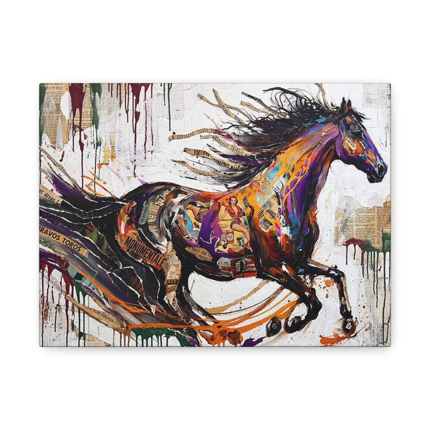 Colorful Galloping Horse Canvas Print — Vibrant Abstract Equestrian Wall Art