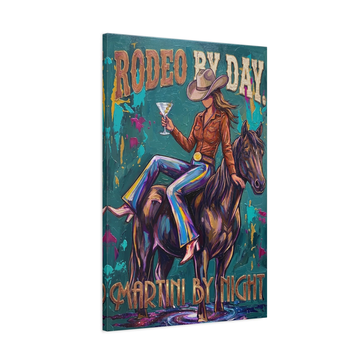 Rodeo By Day, Martini By Night Matte Canvas Wall Art
