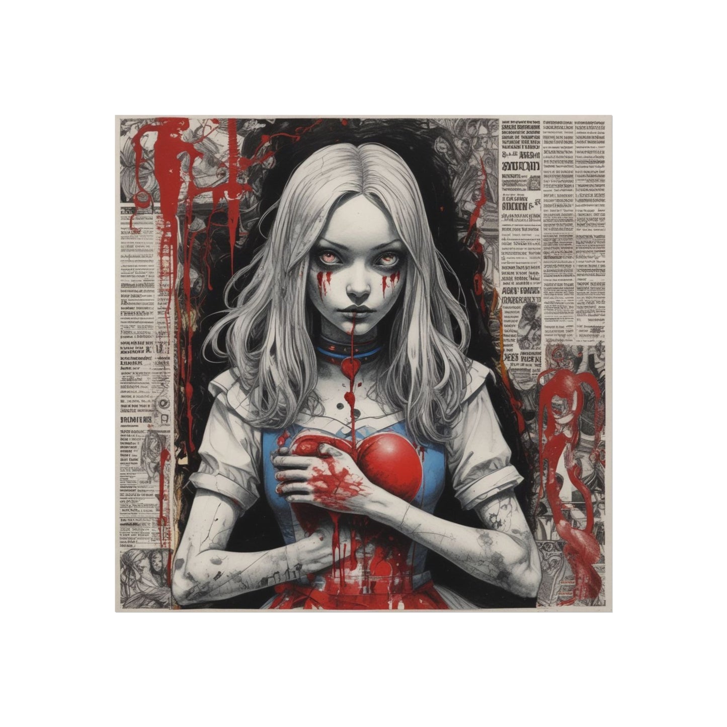 Dark Gothic Alice Fine Art Poster — Bleeding Heart Surreal Wall Art