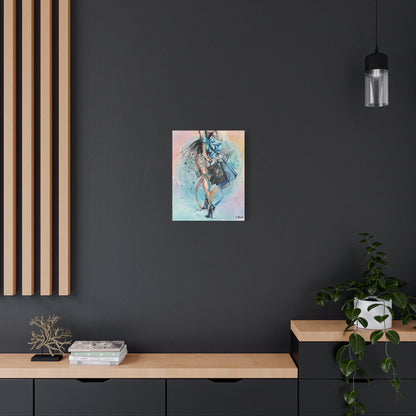Fashion Illustration Canvas Print — Blue Ribbon Ballet Heels Artwork