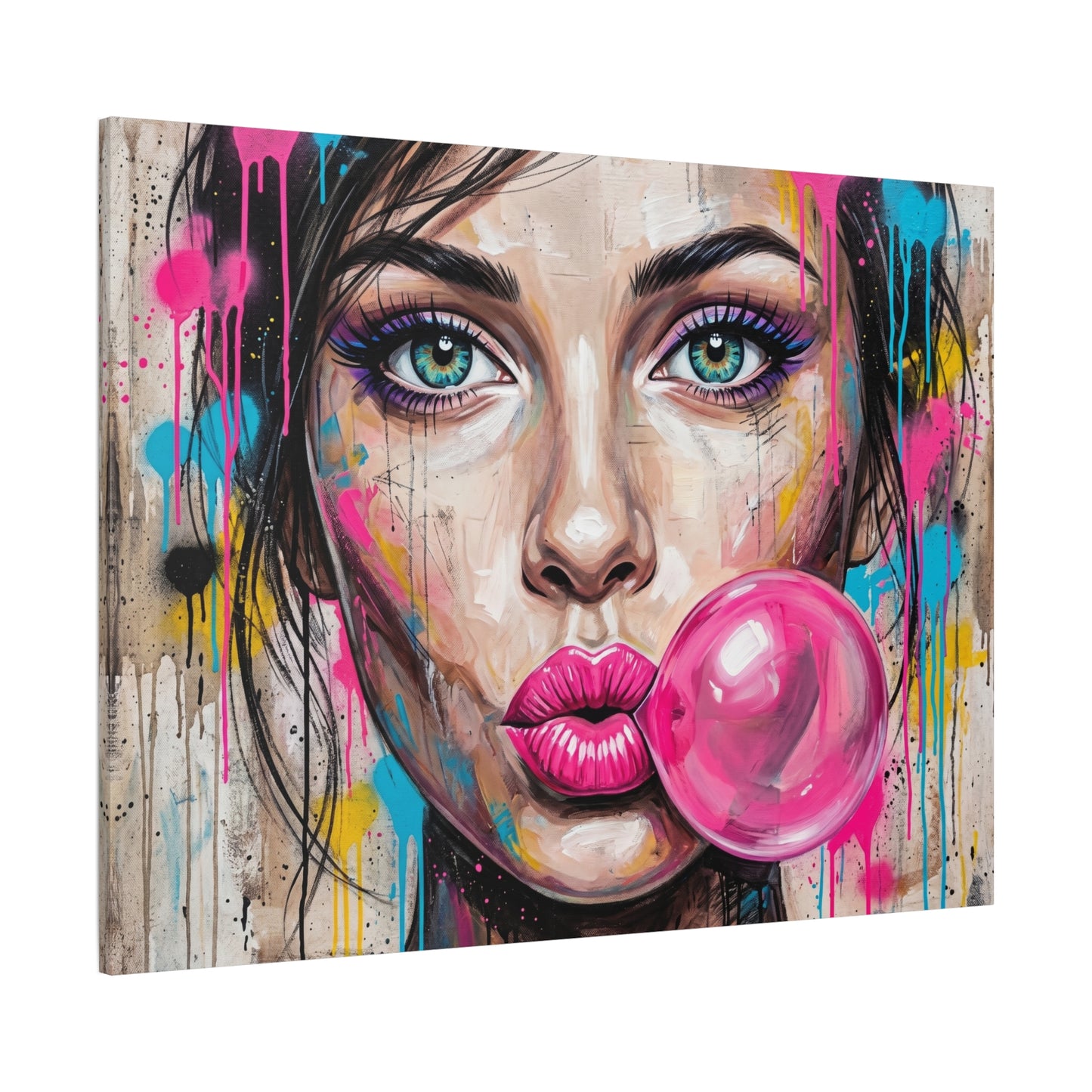 Abstract Bubble Girl Canvas Print — Matte Stretched Wall Art