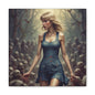 Zombie Swift Horde Canvas Print — Female Survivor Horror Wall Art (Matte Stretched 1.25")