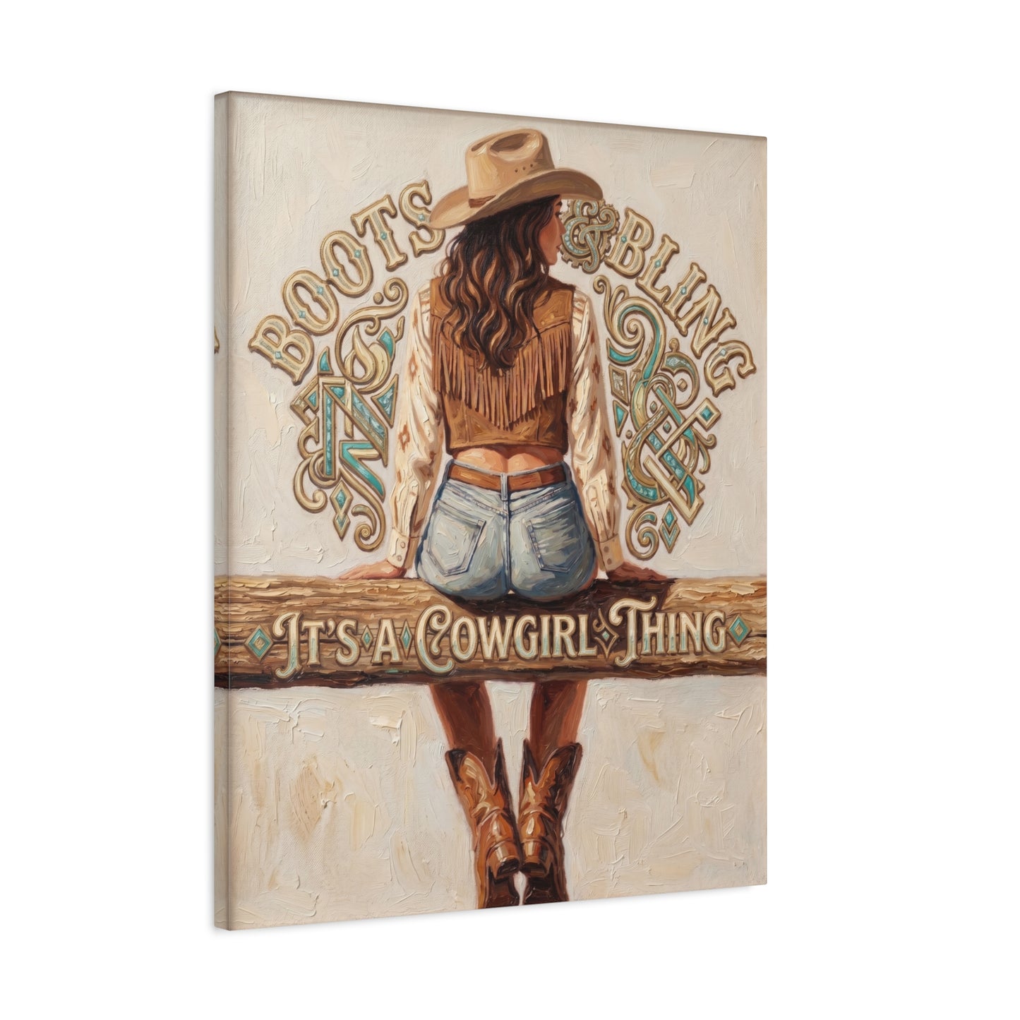 "Boots & Bling: It's a Cowgirl Thing" Matte Stretched Print