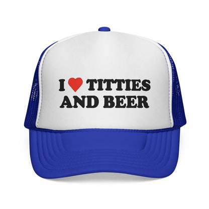 Trucker Hat - "I  Titties and Beer" Funny Novelty Cap