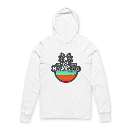 Hooded Long Sleeve Tee — Hawkins Radio Club Vintage Retro Logo