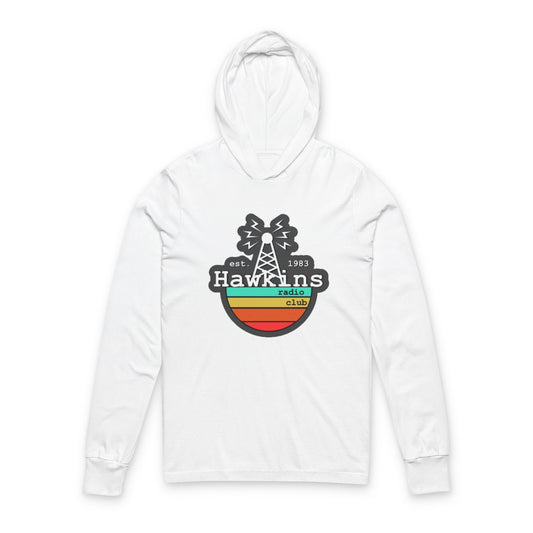 Hooded Long Sleeve Tee — Hawkins Radio Club Vintage Retro Logo