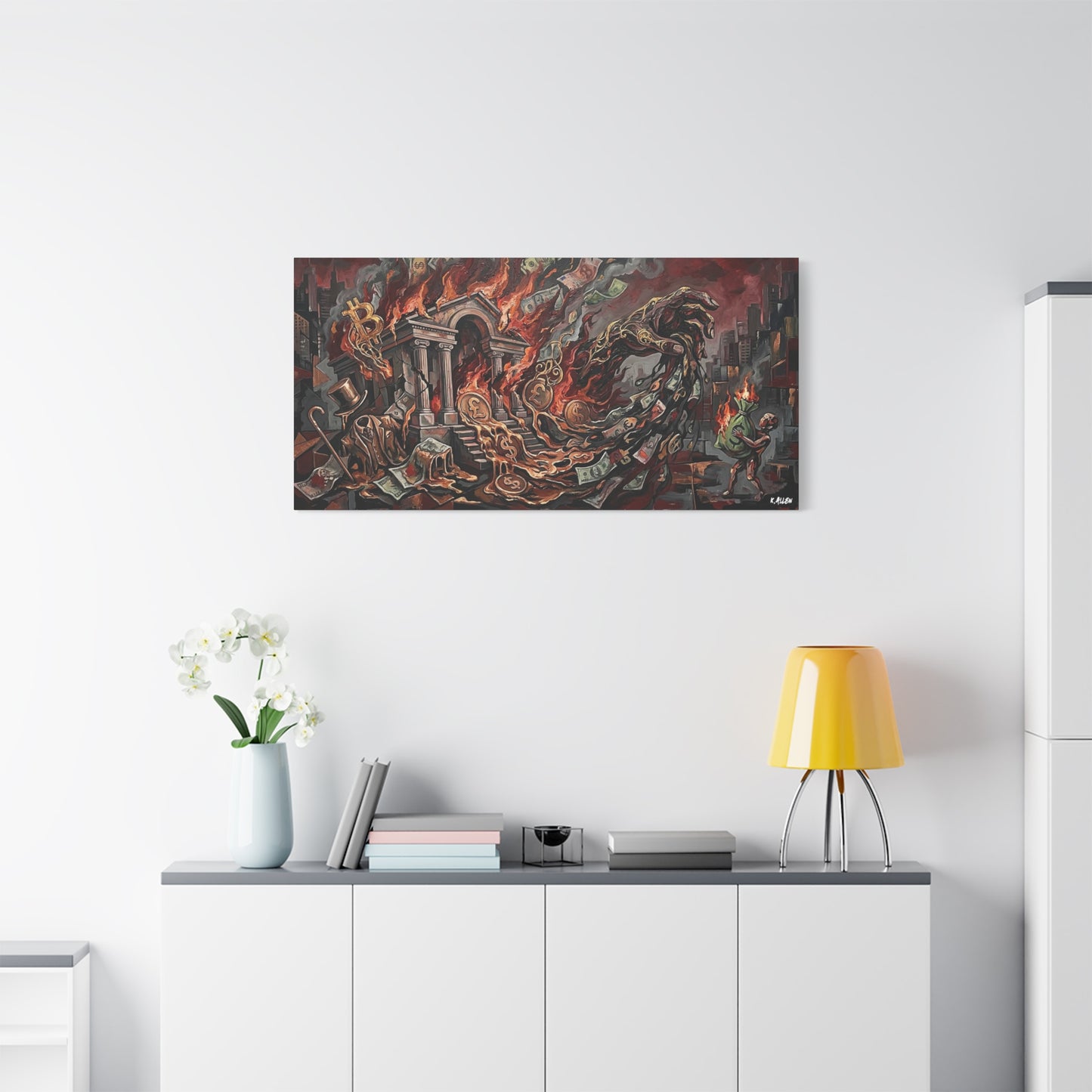 Economy Falling Canvas Wall Art Print — Matte Stretched Canvas