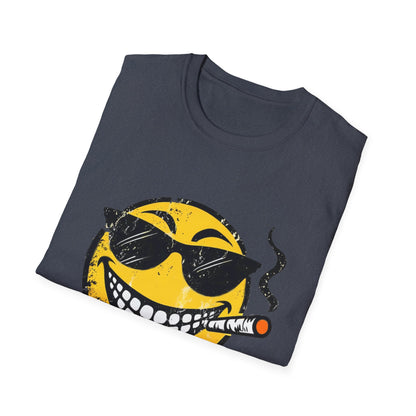 Smokin' Cool Emoji T-Shirt — Retro Grinning Face with Sunglasses & Cigar