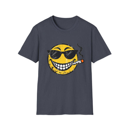 Smokin' Cool Emoji T-Shirt — Retro Grinning Face with Sunglasses & Cigar
