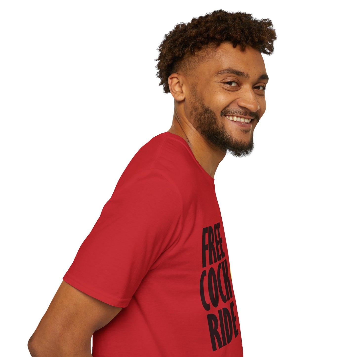 Graphic T-Shirt — "Free Cock Ride" Rooster Novelty Tee