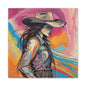 Cowgirl Canvas Wall Art — Vibrant Western Portrait Matte Stretched Canvas