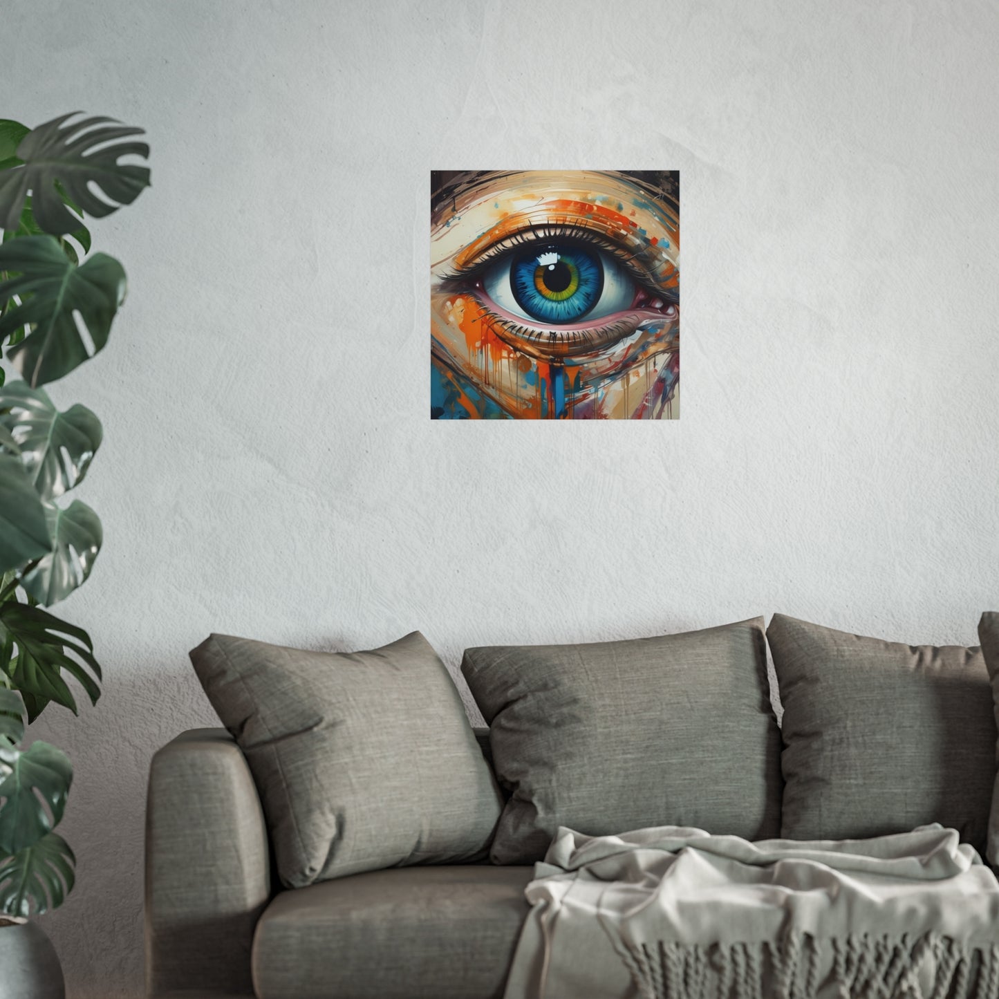Vibrant Blue Eye Surreal Wall Art Print