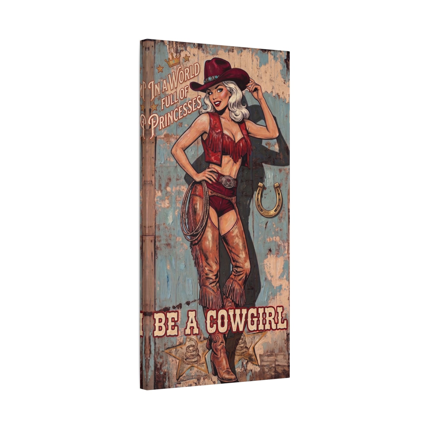 Be a Cowgirl Vintage Pin-Up Canvas Wall Art