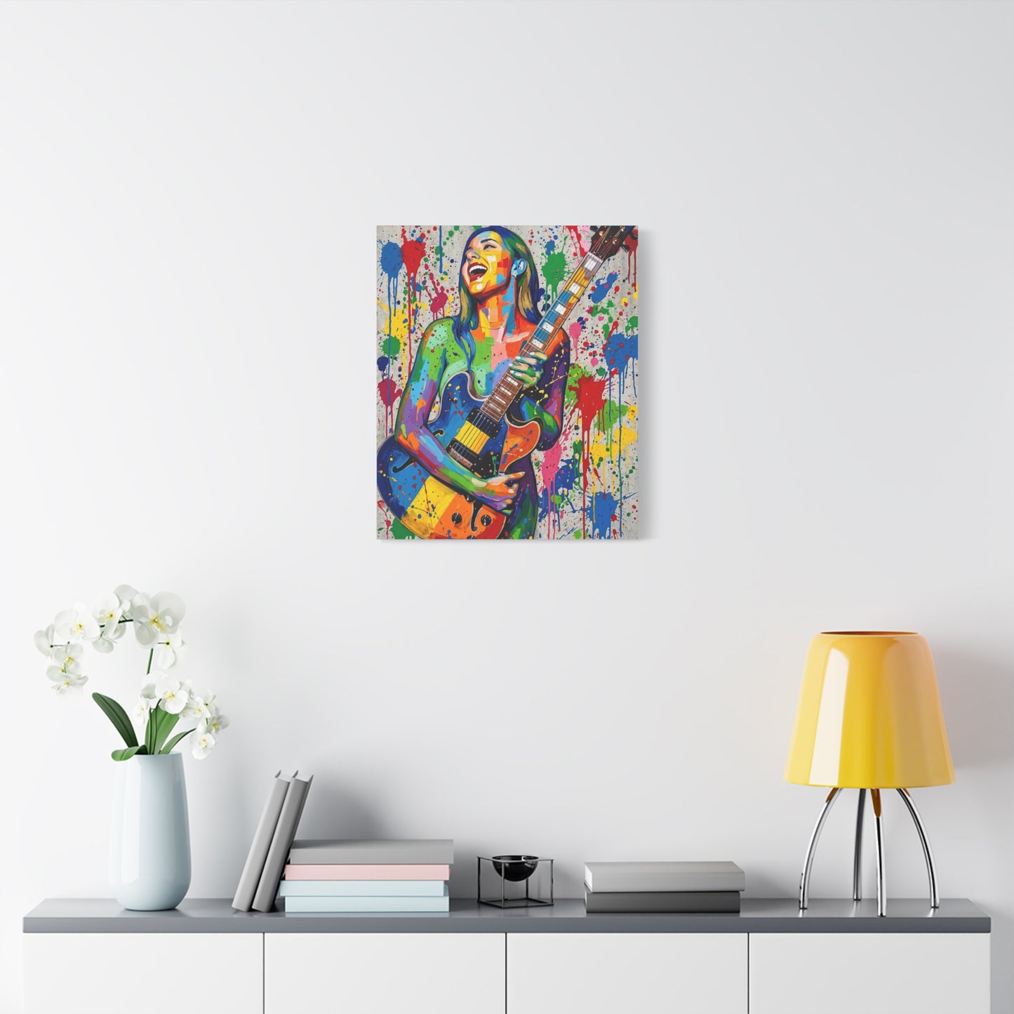 Colorful Guitarist Pop Art Canvas Print — Vibrant Music Wall Art
