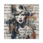 Swift Inspired Matte Stretched Canvas – "I Wake Up; I’m Alive" Mixed-Media Portrait Wall Art