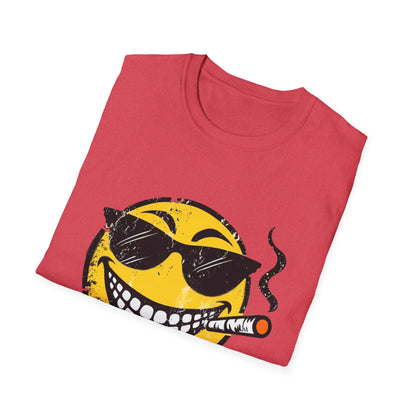 Smokin' Cool Emoji T-Shirt — Retro Grinning Face with Sunglasses & Cigar
