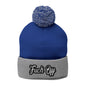 Embroidered 'Fuck Off' Pom-Pom Beanie - Knit Winter Hat