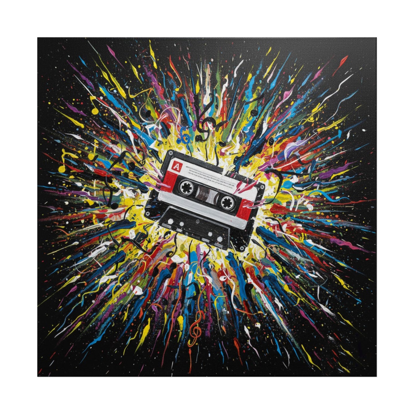 Cassette Explosion Fine Art Print — Retro Music Wall Art