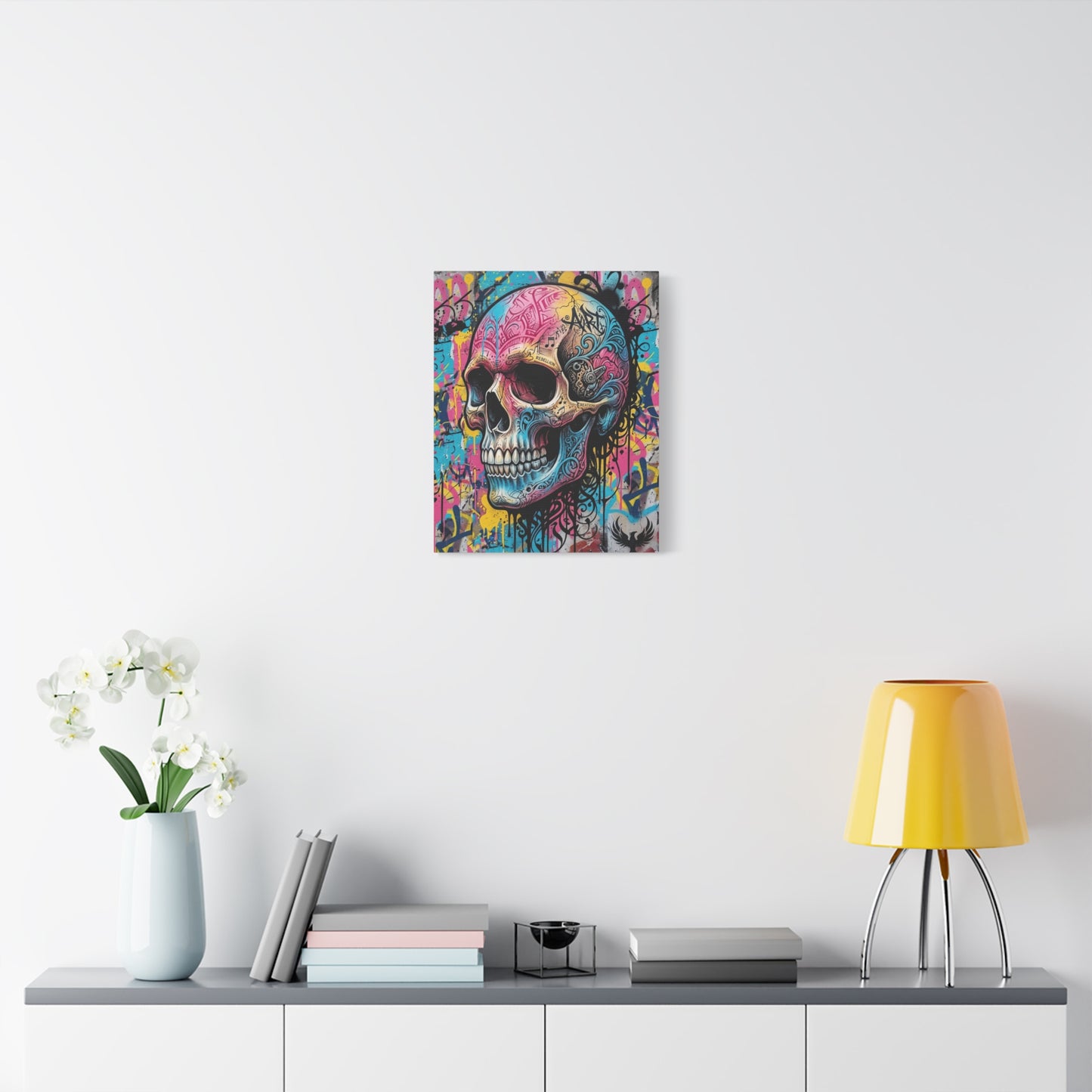 Vibrant Graffiti Skull Canvas