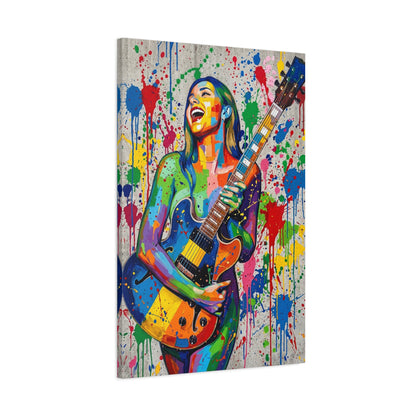 Colorful Guitarist Pop Art Canvas Print — Vibrant Music Wall Art