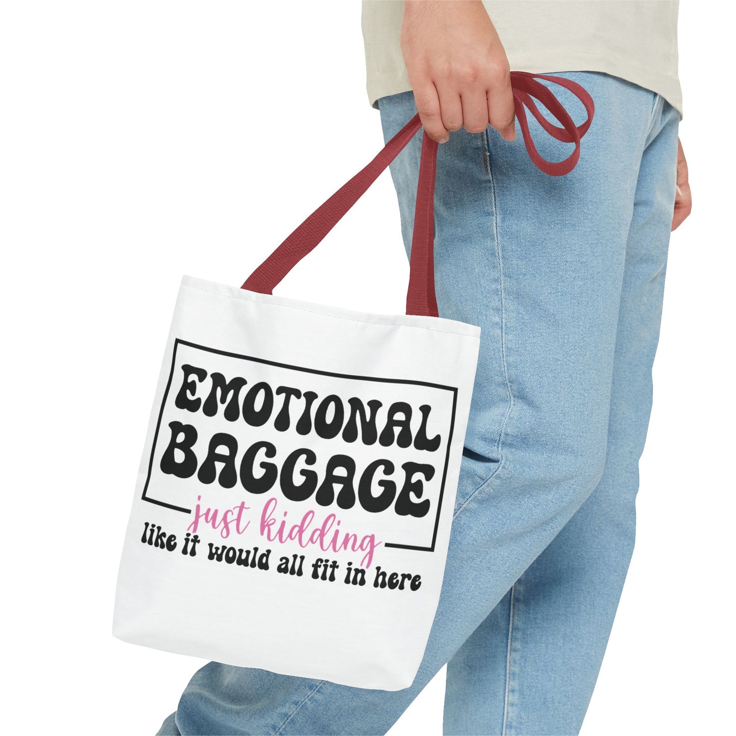 Emotional Baggage Tote Bag — Funny "Emotional Baggage (just kidding)" Reusable Shopper